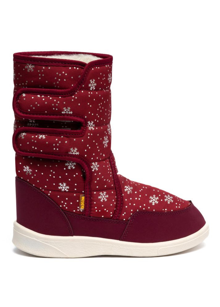 Дутики жіночі в сніжинки Aurora бордові на білій підошві Oldcom CIA (265231214)