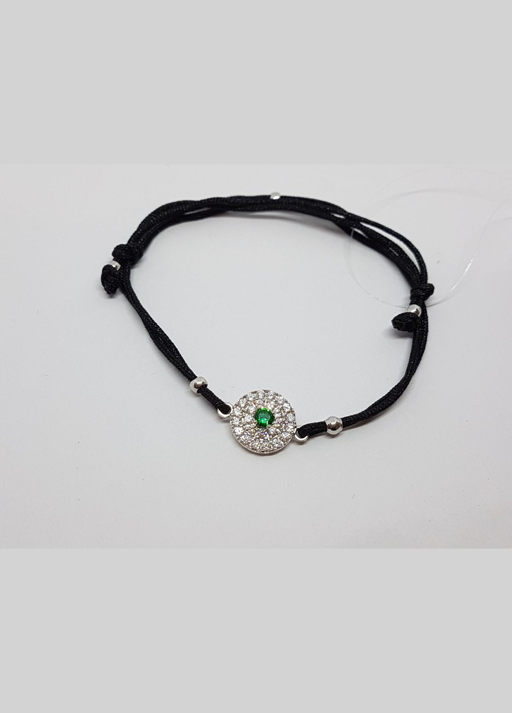 Браслет из текстиля с серебряными вставками и фианитами. 905-00646ЧЗ Qvaliz (303877407)