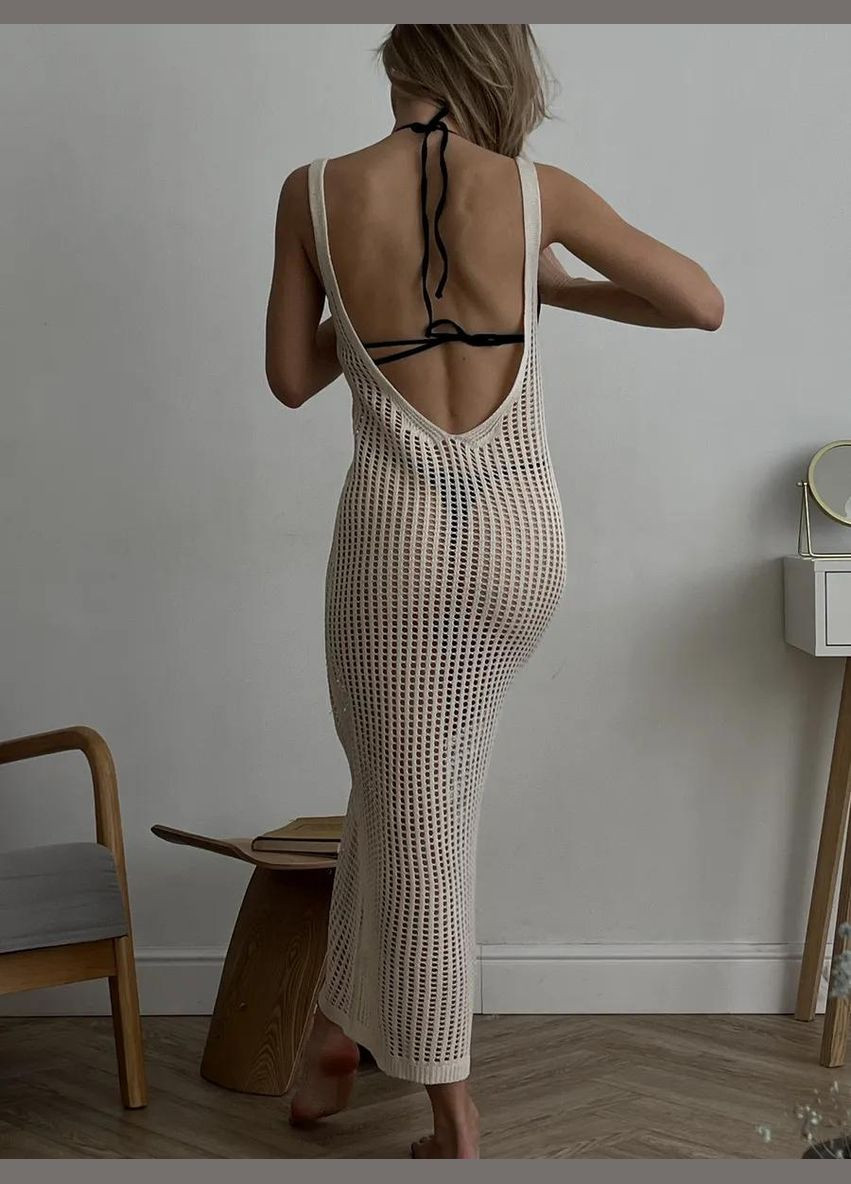 Жіноча сітчаста сукня туніка на пляж SUNDAZE молочна No Brand (332813692)