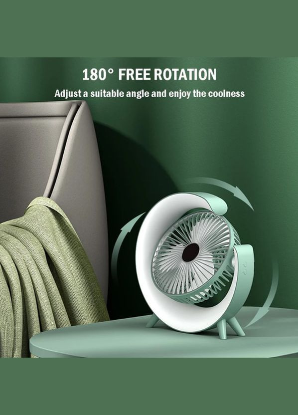 Вентилятор портативный настольный с цветной LED подстветкой RGB на аккумуляторе + USB Po Fanu (328265863)