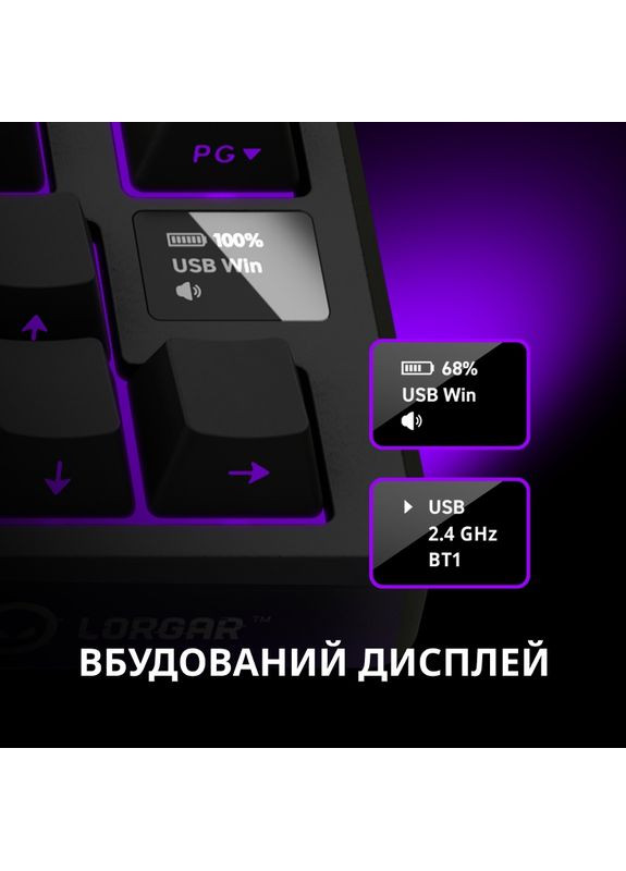 Клавиатура KBP7075W Wireless Gaming Mechanical Pro Black-Yellow (LRG-KBP7075W-YL-US) LORGAR (334831758)