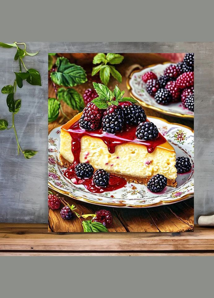 Набор алмазной мозаики НА подрамнике АЛМР-262 "Ягодный чизкейк", 40*50см АлМазка (332211843)