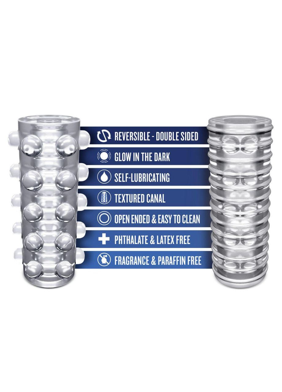 Мастурбатор Rize – Swich Glow in the Dark Masturbator Clear, двосторонній, світиться в темряві Blush (303896660)