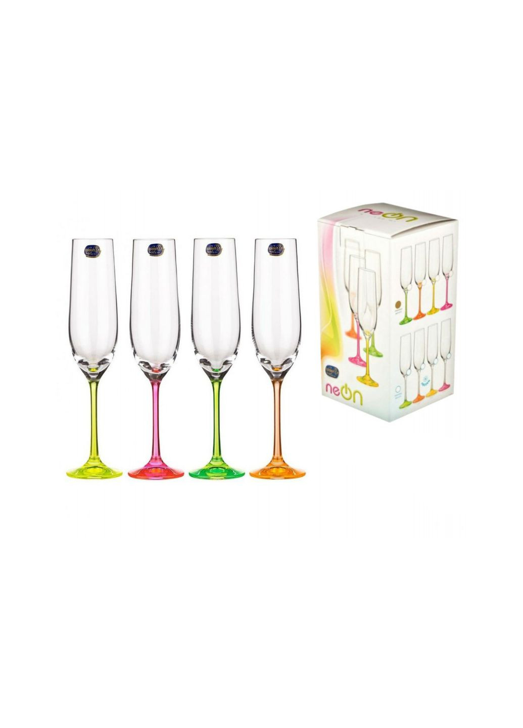 Набір келихів для шампанського 4 шт. 190 мл Neon Frozen 40729 190S D48964 Bohemia (273226739)