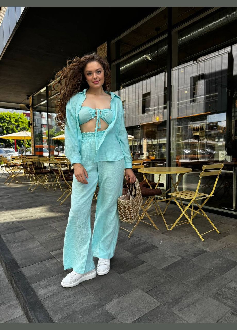 Стильный хлопковый костюм тройка с топом Vakko (296471050)