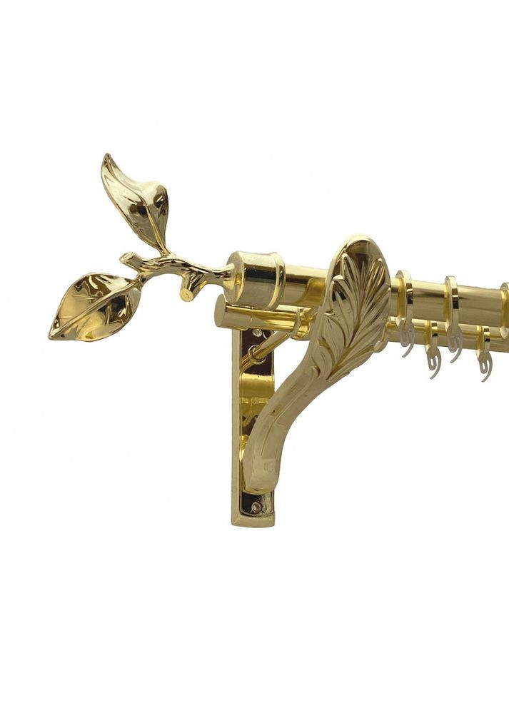 Карниз Листок Троянди металевий дворядний ретро гладка труба Золото 25\19 мм 160 см (00-00009658) ORVIT (300278087)