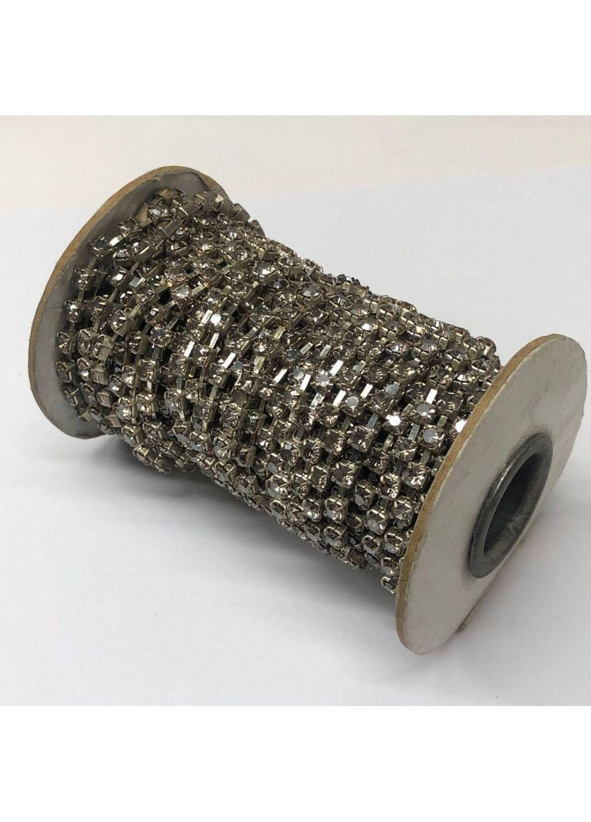 1м - Стразовий ланцюг SS 16 (4 мм) Кристал гематитовий у сріблі Plus-plus (352744264)