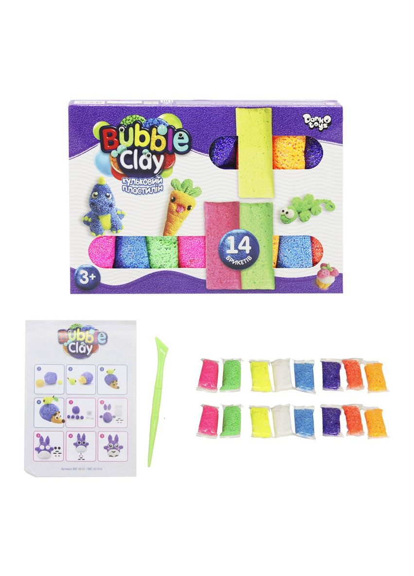 Шариковый пластилин "Bubble Clay" 14 цветов (укр) Dankotoys (294727752)