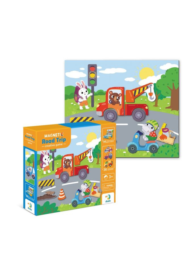 Магнітна гра "Дорожні пригоди" 200244, 1 магнітна дощечка, 36 магнітів DoDo Toys (306436458)