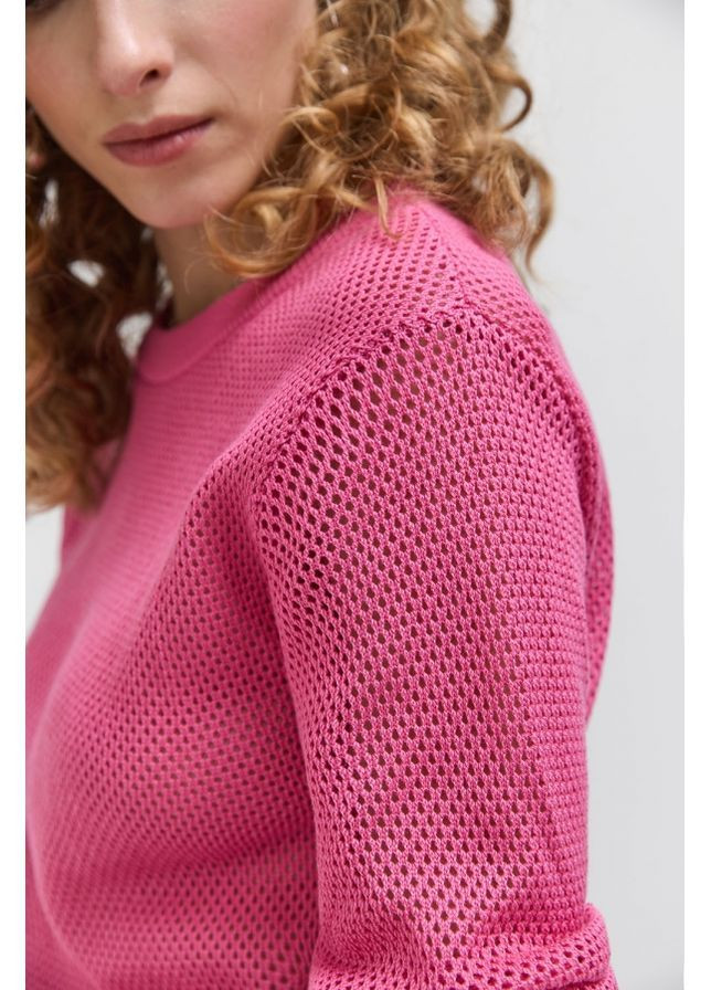 Рожевий джемпер ажур 2544 сталевий Triko Bakh