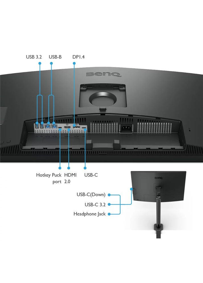 TFT 31.5" PD3205UA, IPS, 4K UHD, 99% sRGB, HDMI, DP, USB-С, USB-hub, HAS, колонки, темно- сірий BenQ (314747673)