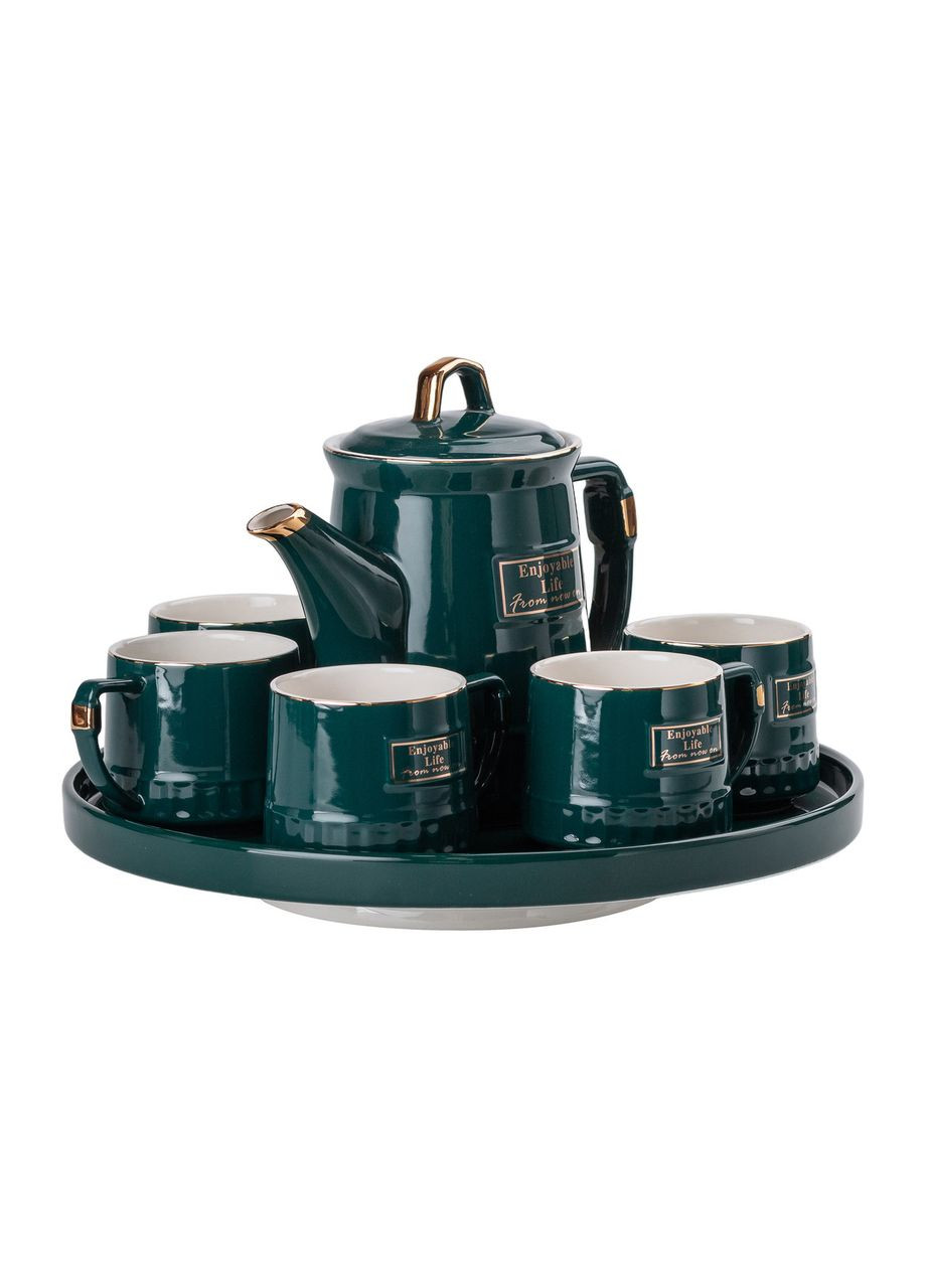 Чайний набір на 6 персон із заварювальним чайником, чайником-заварником та керамічною підставкою Yiwu (365728950)