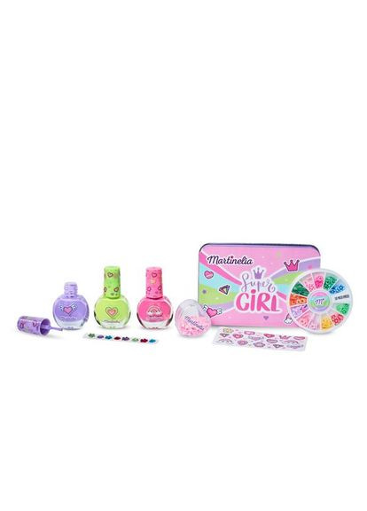 Дитячий набір для манікюру Супердівчинка з металевою коробкою (11934) Martinelia (339783828)