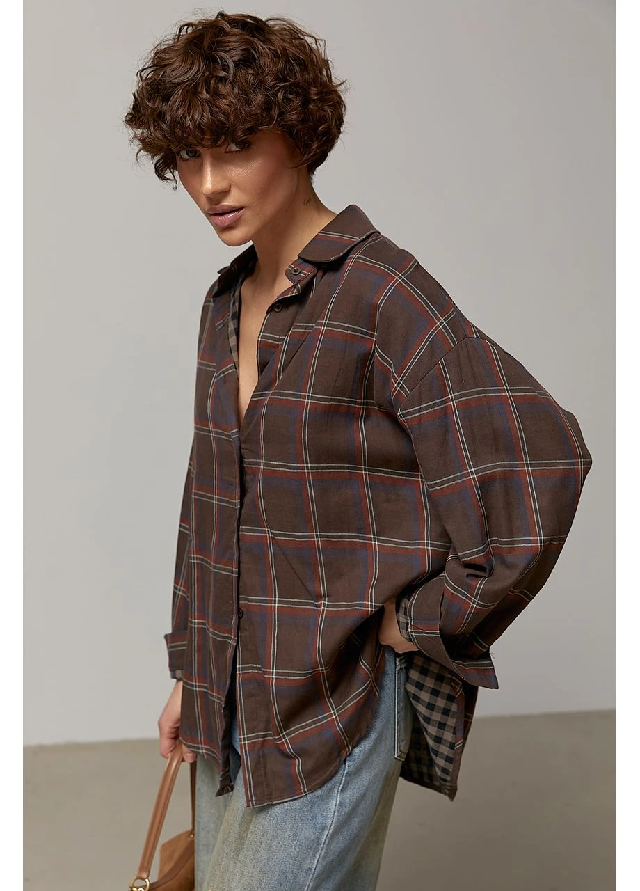 Коричневая рубашка однотонная Lurex