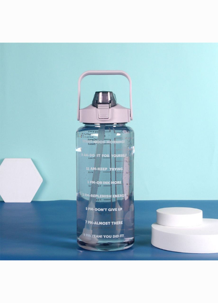 Пляшка для води 2л з соломинкою та ручкою No Brand (297662931)