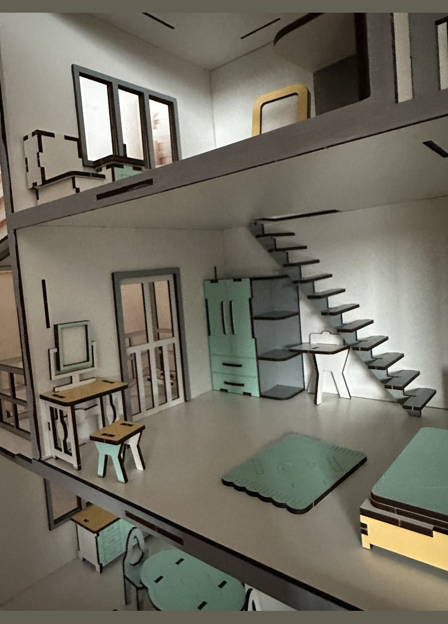 Деревянный самосборный игрушечный домик для кукол, комплект мебели. No Brand (305076704)