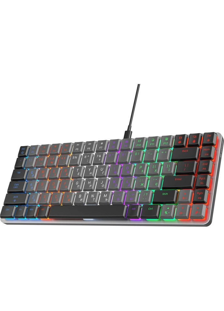 Механическая клавиатура 75% Outemu Red Low Profile с LED подсветкой, проводная, компактная, тёмно-серая GAMEPRO (372184939)