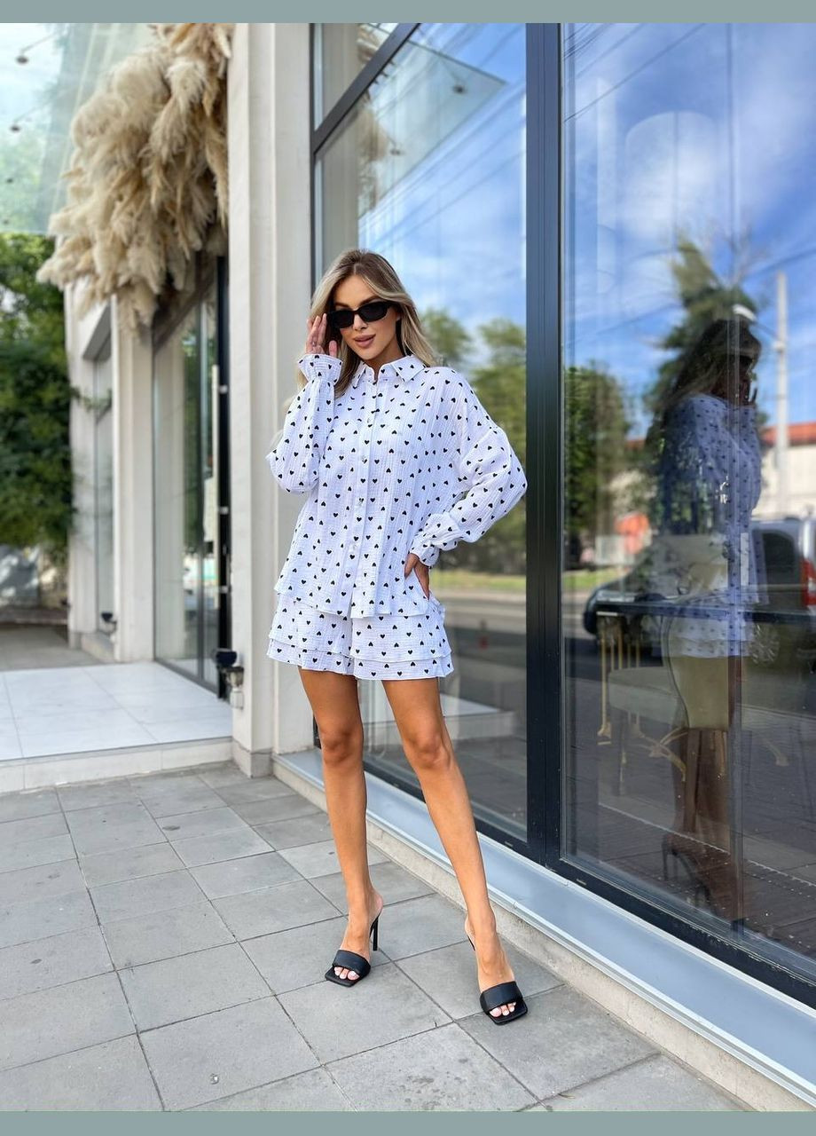 Костюм жіночий трійка сорочка шорти топ No Brand (345120633)