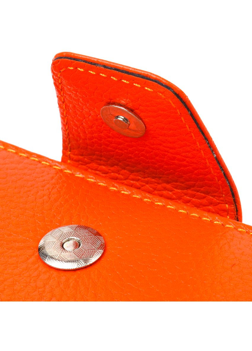 Яркий вертикальный портмоне для женщин с монетницей на молнии из натуральной кожи флотар 21602 Оранжевое Canpellini (331911109)
