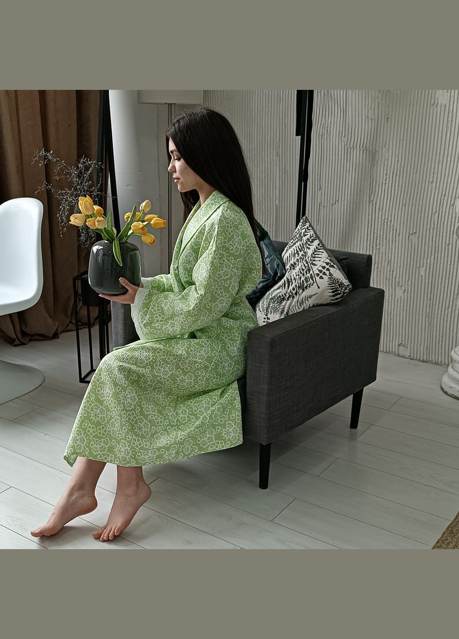 Вафельный халат Кимоно размер (54-56) XL 100% хлопок (LUX-114) Luxyart (302673689)