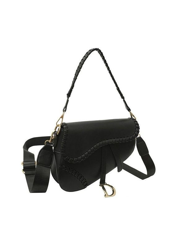 Якісна жіноча сумка сідло Christian Dior, нова модна сумка сідло чорного кольору з грубим ремінцем No Brand (362588235)