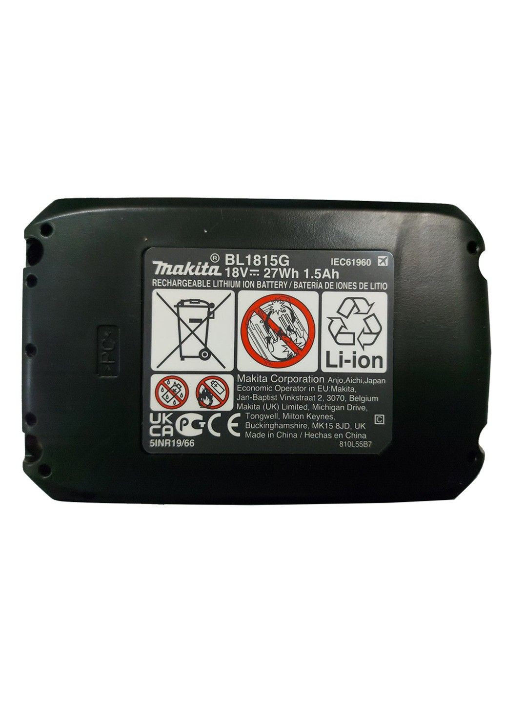 Акумулятор для продукції G-серії BL1815G, 18 В, 1.5 А⋅год (198186-3) Makita (302661843)