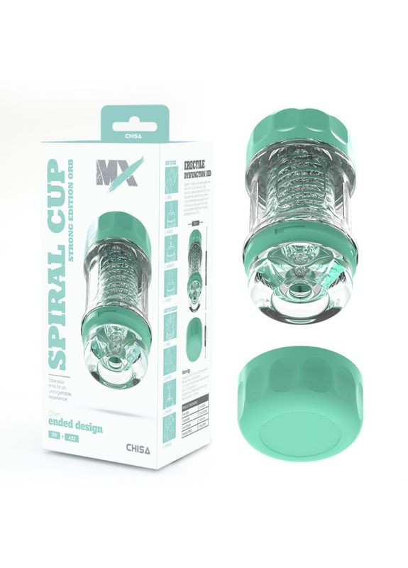 Мастурбатор для чоловіків із вакуумним тиском зеленого кольору Spiral Cup Strong Edition Orb Chisa (382853306)