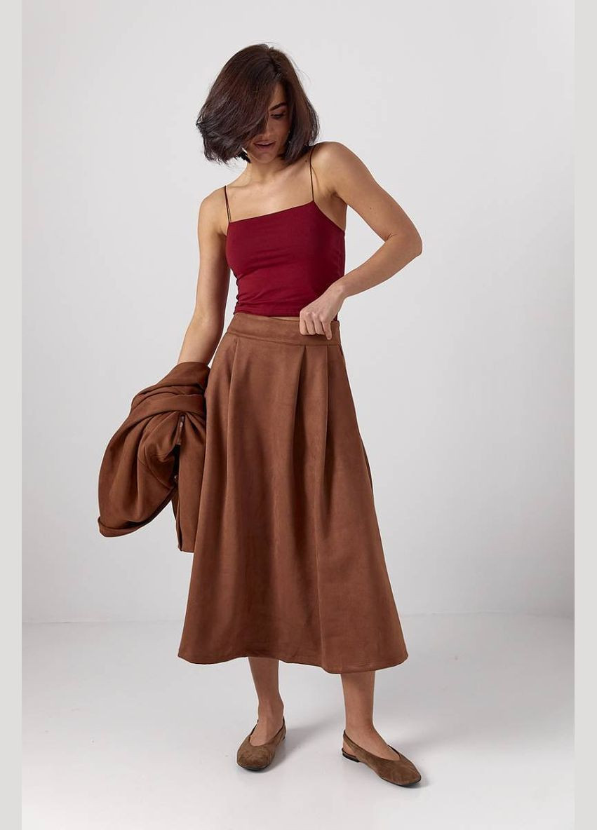 Приталений кроп-топ на бретелях-гумках Lurex — 327088245