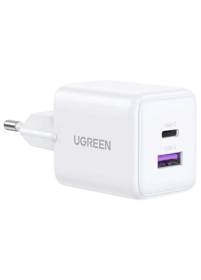Зарядное устройство (65015) Ugreen USB + USB-C GaN 30W X516 white (401148107)