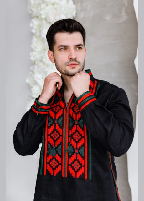 Чёрная мужская вышиванка гуччи черная Galychanka (327223612)