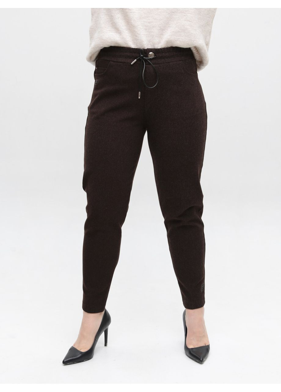 Штани жіночі коричневі МОМ теплі на резинці Estensivo MOM (365813783)