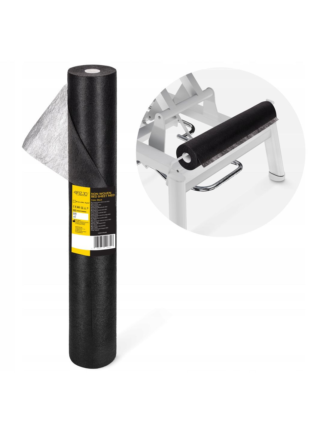 Простирадло одноразове 50 м x 60 см в рулоні 18 г/м² Black () 4FIZJO P-5905973406826 (361933066)