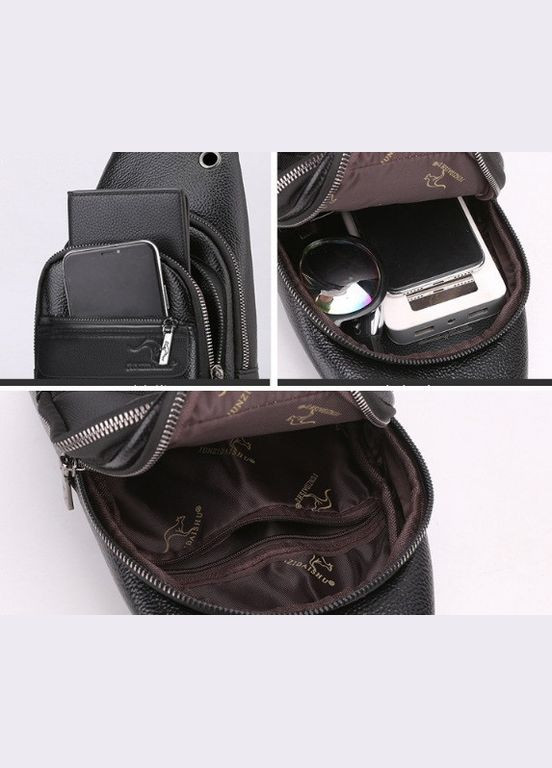 Стильная сумка-слинг на грудь с Кенгуру из экокожи черная (sku_1220) No Brand (346078224)