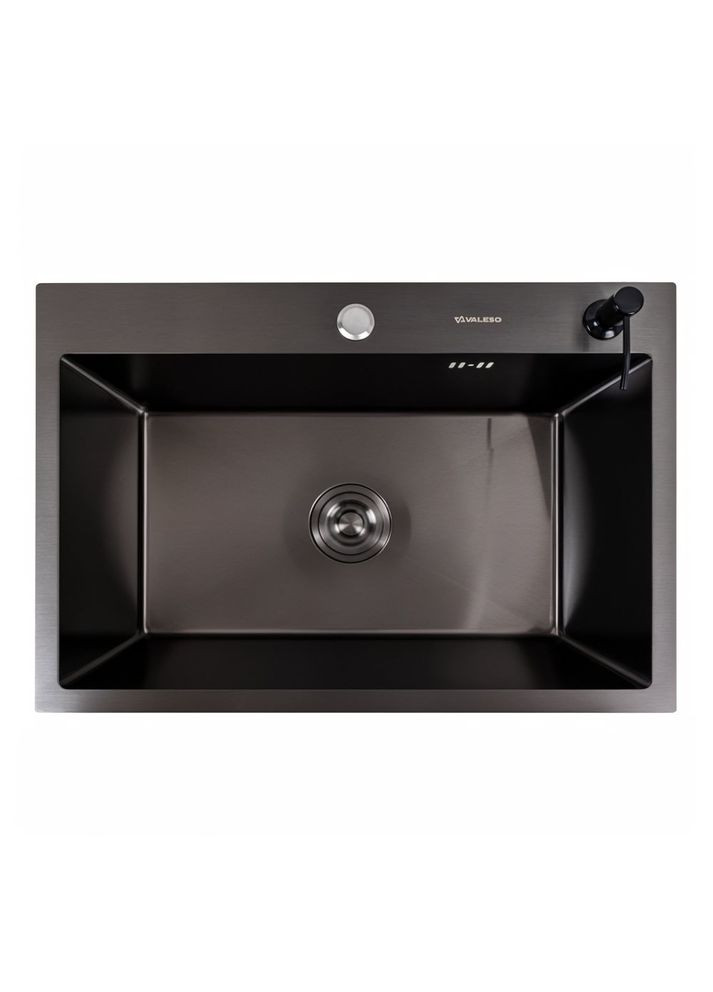 Кухонна мийка PVD чорна 65*45 Handmade (сифон круглий, 3,0/0,8) Valeso (353746855)
