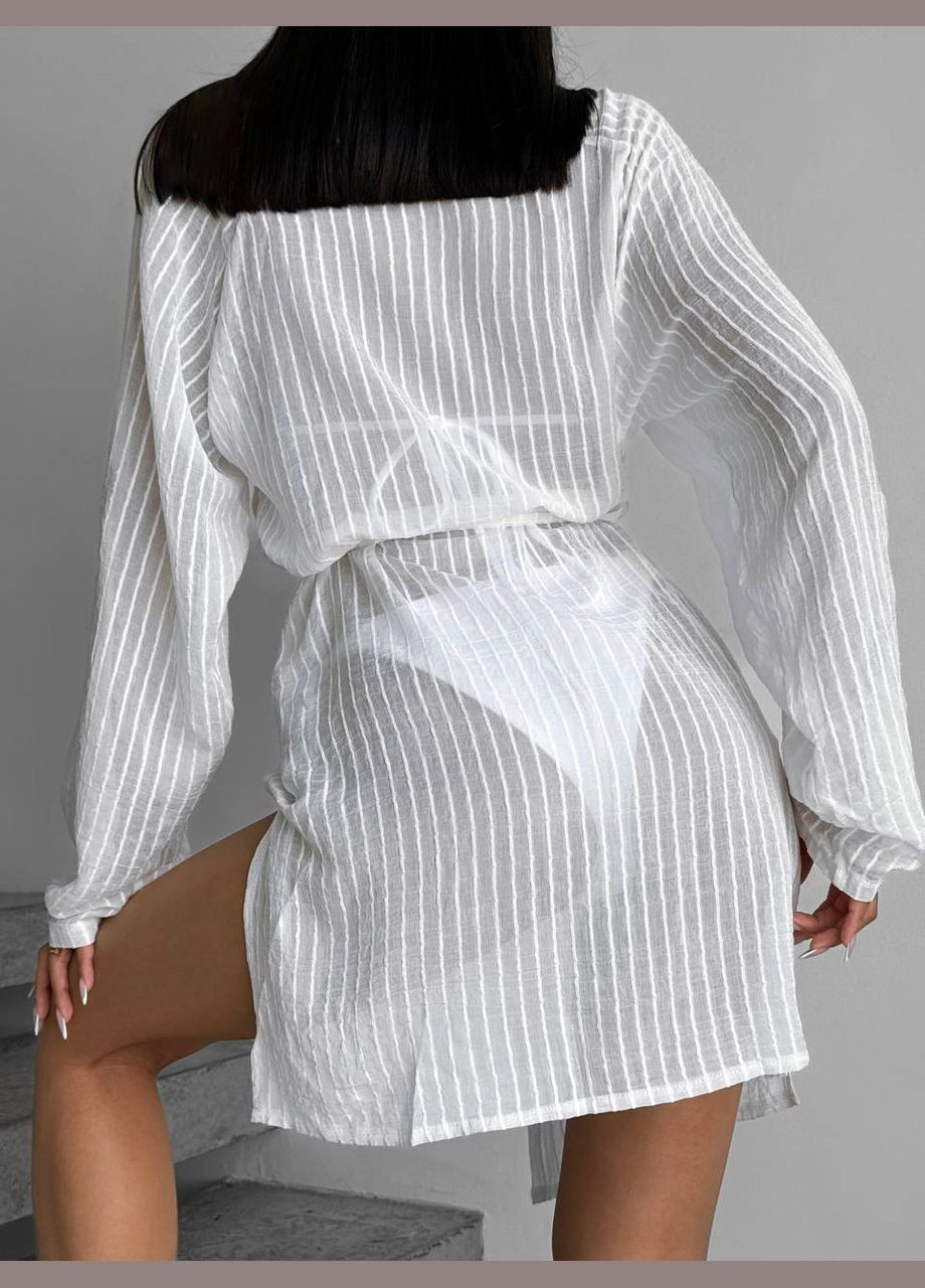 Белая пляжный рубашка No Brand с длинным рукавом