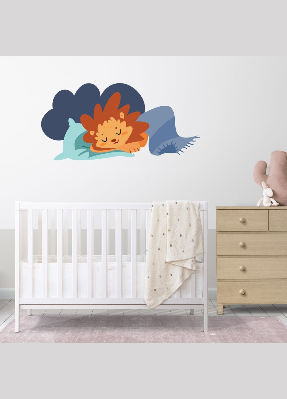 Виниловая интерьерная на стену и обои в детскую комнату "Спящий львенок" Кавун наклейка (316190372)