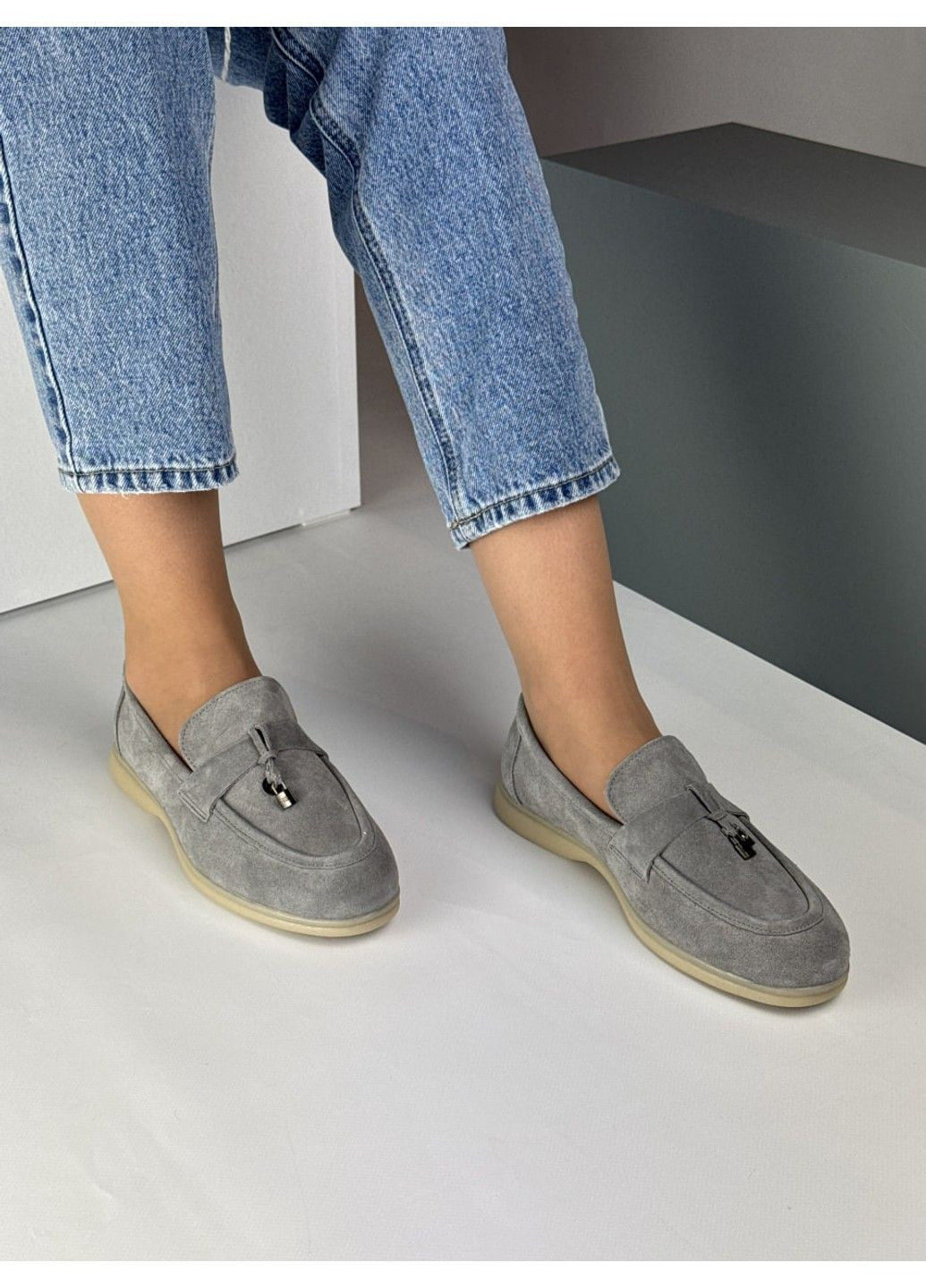 Hengji 390 Лофери Замшеві Сірі з прикрасою сірий з натуральна замша, китай — демісезон (335009321)