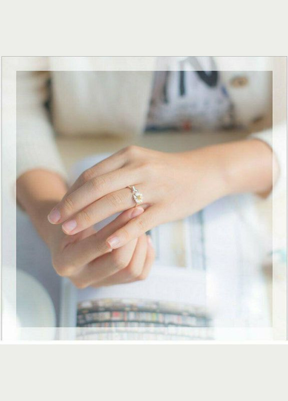 Серебристое женское кольцо Ромашка с листвой очаровательный подарок девушке регулируемое Fashion Jewelry (285110856)