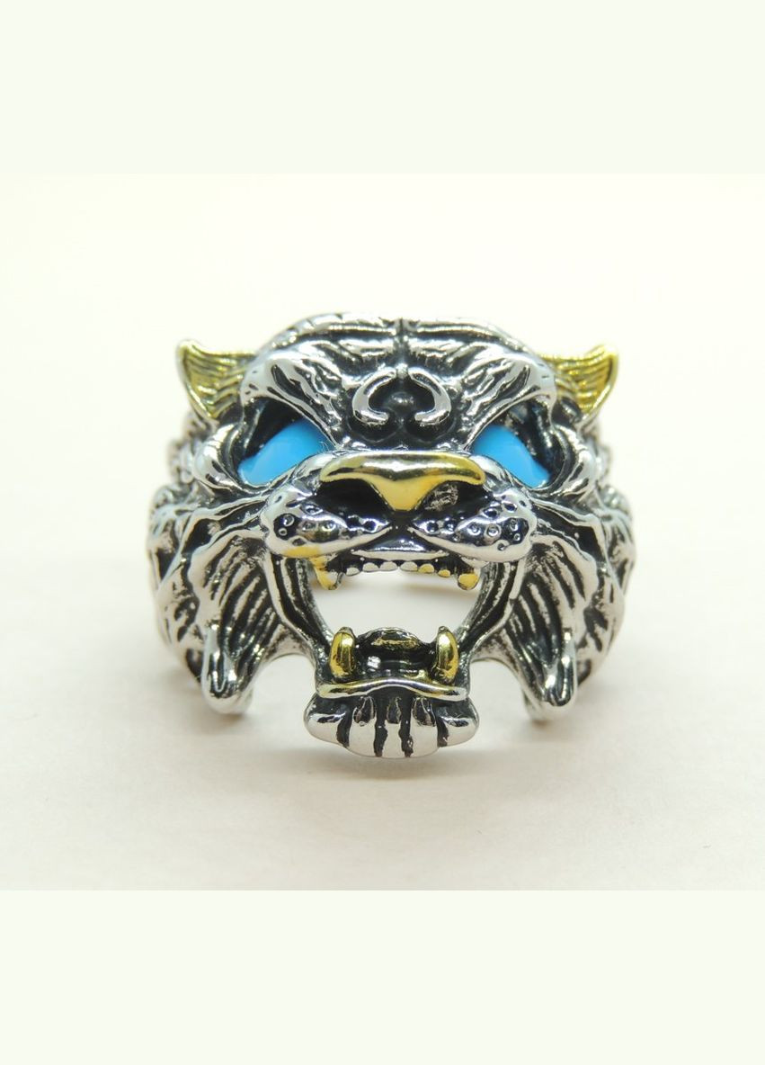 Чоловічий перстень у вигляді тигра з червоними яскравими очима ніс та вуха золотого кольору розмір регульований Fashion Jewelry (285110660)