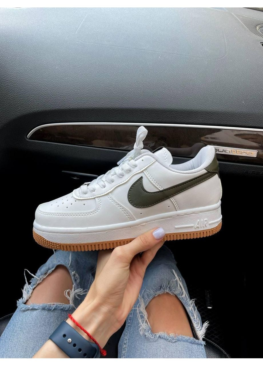 Сірі Осінні кросівки чоловічі nike air force 1 white green v2 найк аір форс 1 преміум No Brand