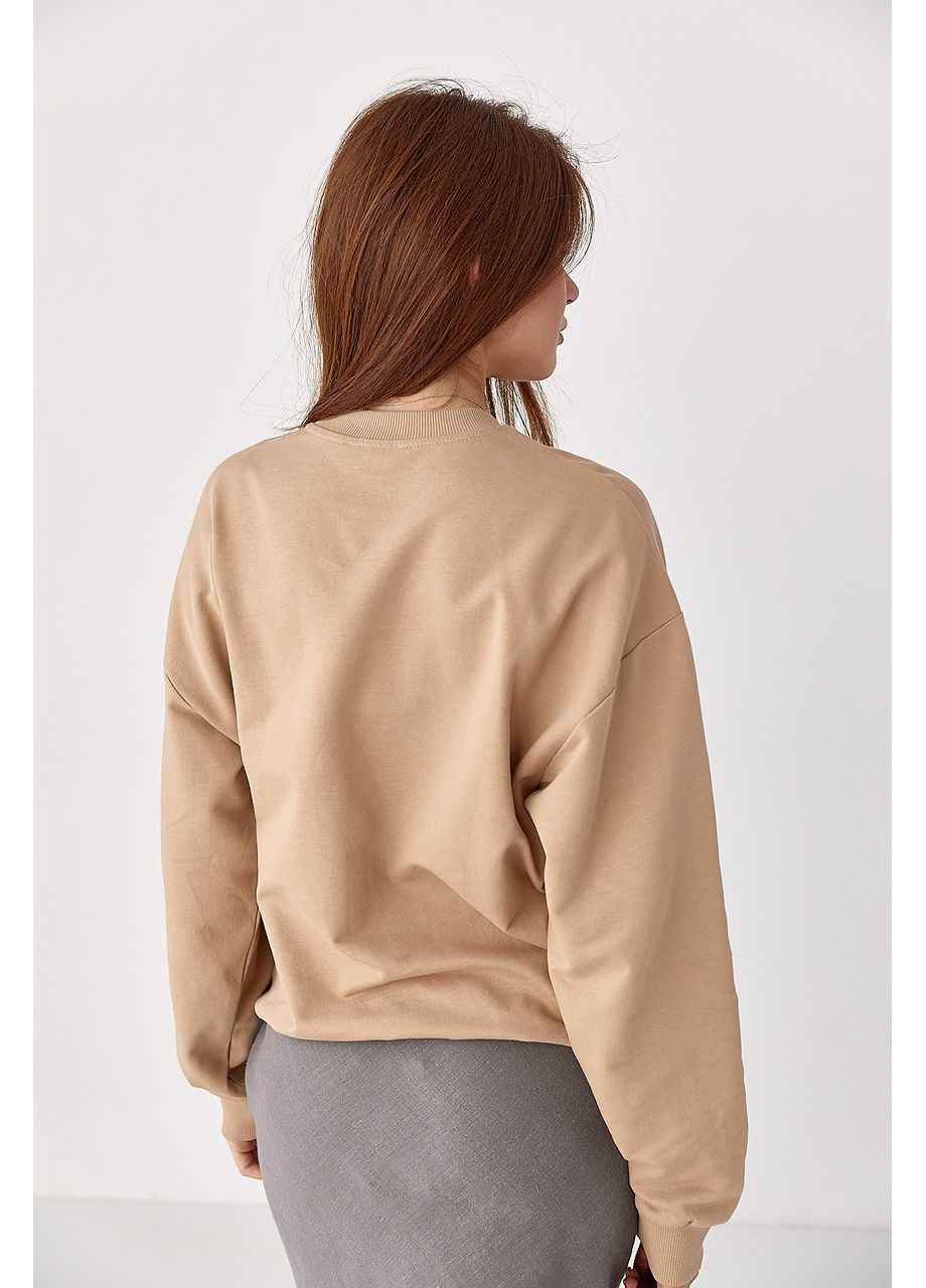 Светло-коричневый свитшот с объемной надписью Lurex (355077374)