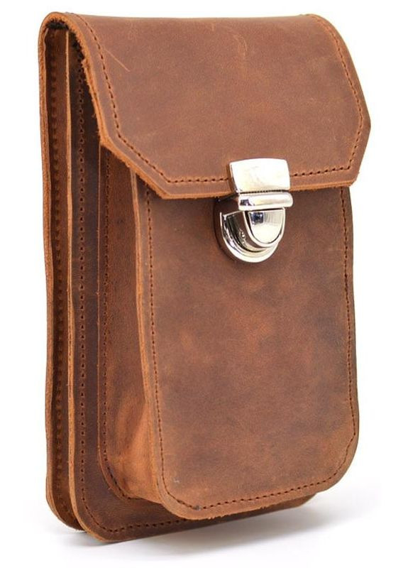 Чоловіча сумка чохол для телефону на пояс на ремінь із натуральної шкіри маленька Світло-коричневий 35449 TARWA (333594218)