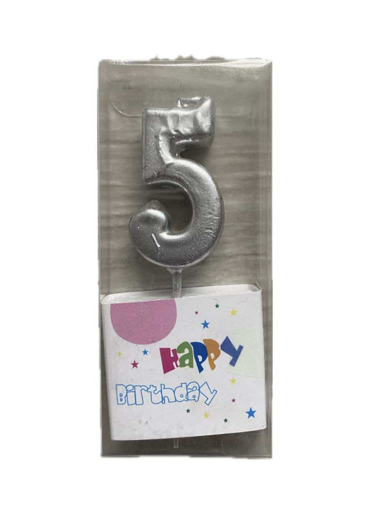 Свечи для торта серебро цифра 5 No Brand (345703650)