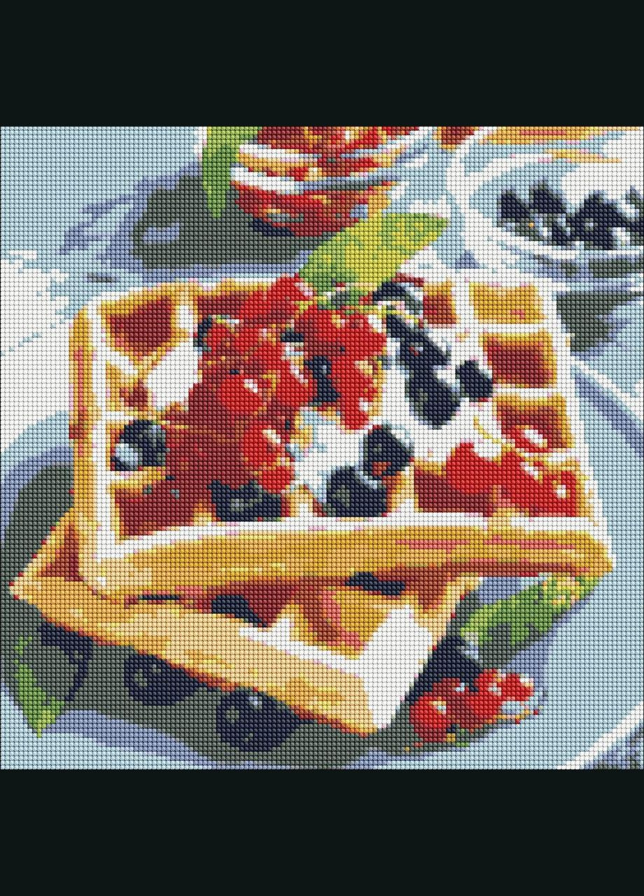 Алмазна мозаїка Бельгійські вафлі з ягодами alonka_good Ідейка 40 х 40 AMO7140 IDEYKA (354828506)