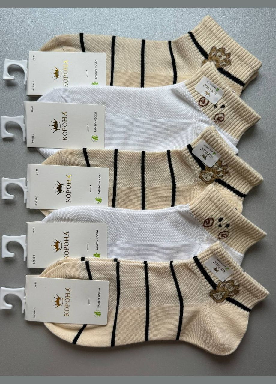 Комбинированные 5 пар летние качественные женские носки Корона (326520226)