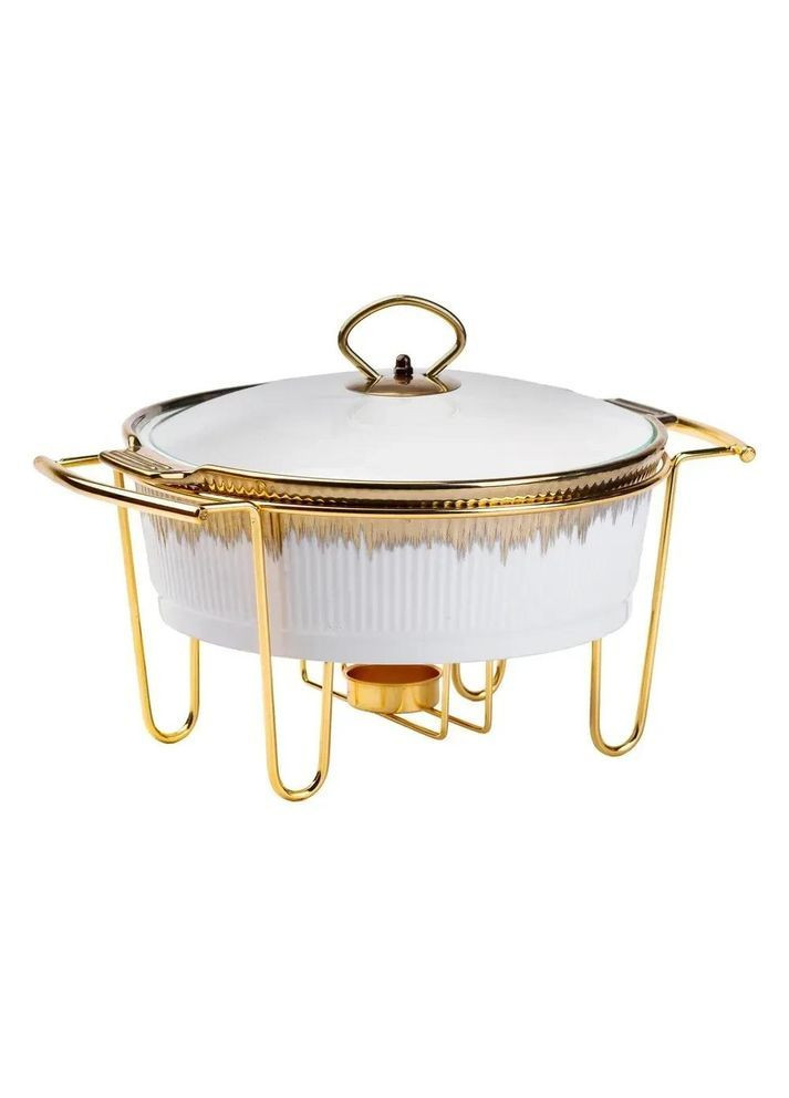 Марміт порцелянаовий 1,5 літра настільний круглий круглий мармітниця з підігрівом Біла HP1035 No Brand (369966599)