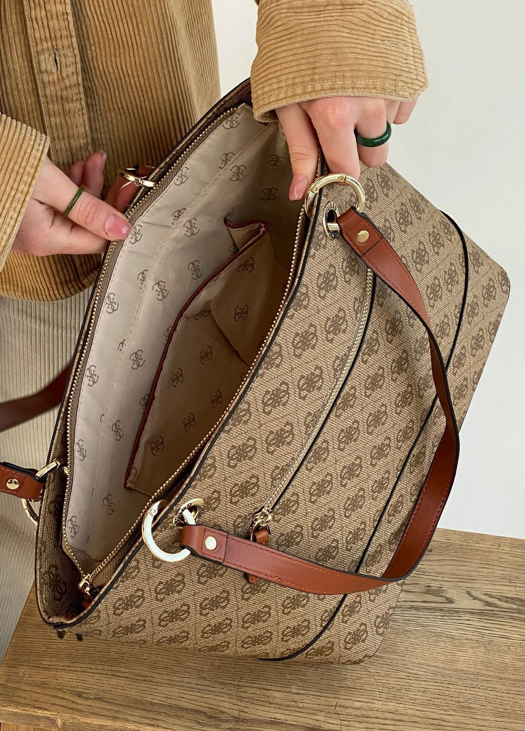 Женская сумка Guess G004 шопер бежевая No Brand (367041180)