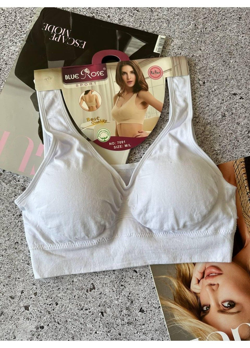 Бавовняний безшовний топ-майка B-C Blue Rose (317350692)