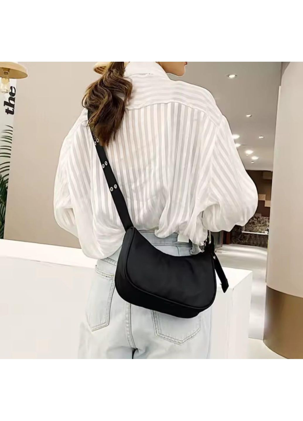 Жіноча нейлонова сумка через плече,сумка месенджер, body чорна Cross (365963640)