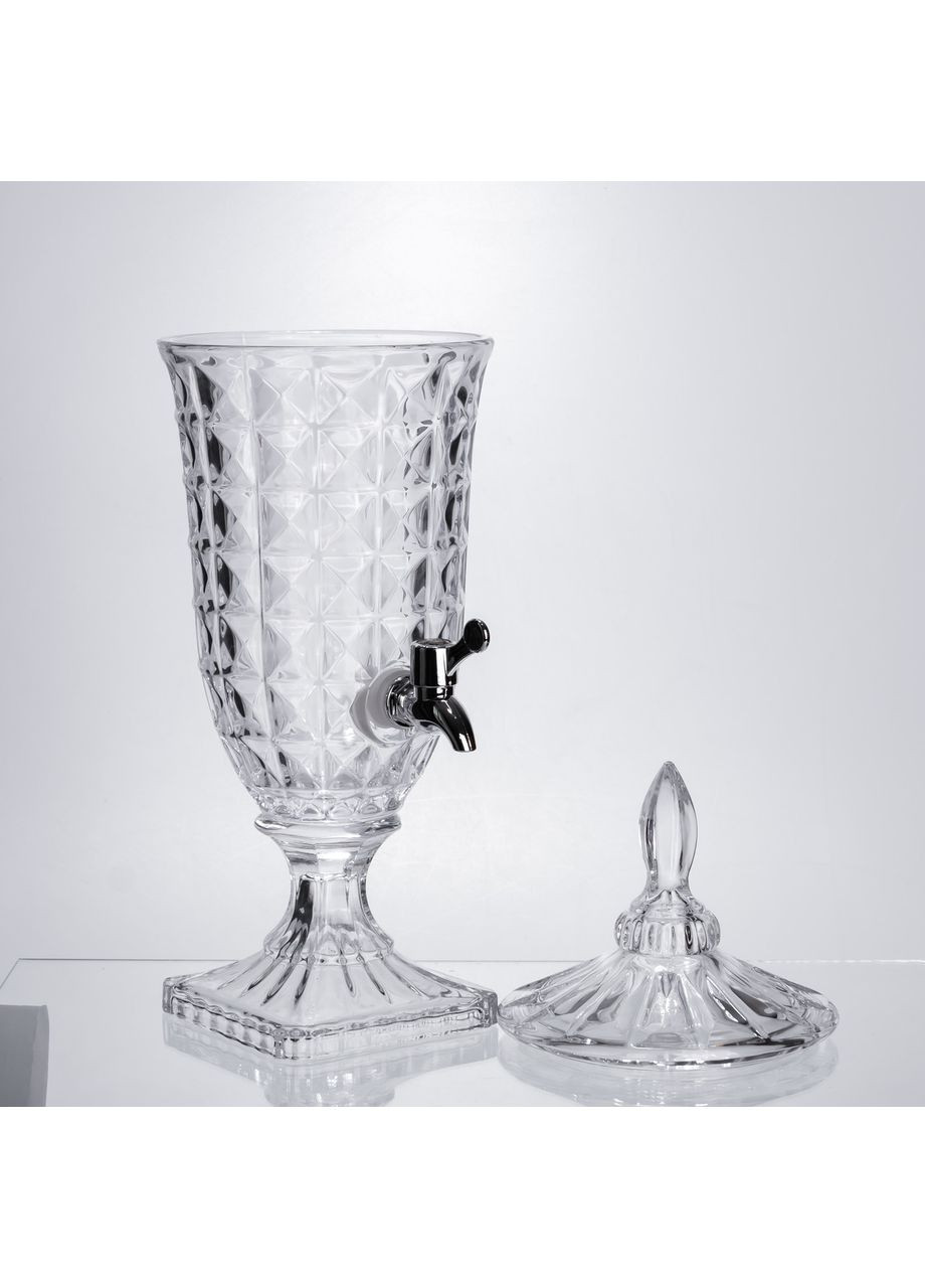 Лимонадниця з краном на підставці скляна 2 л лимонадник 46 см прозорий HP-19-12F Yiwu (371236121)